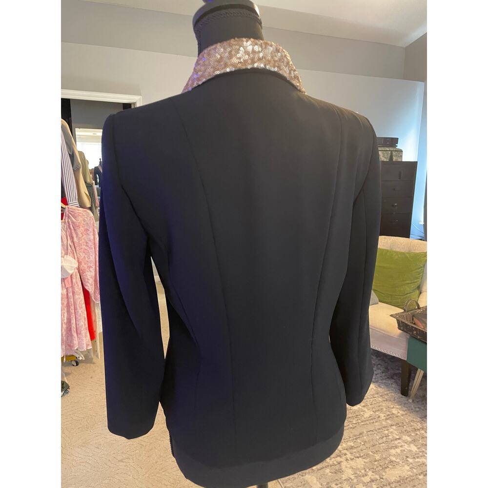 Addy Van Den Krommenacker Black Blazer Gold Sequin Shawl Collar S - Picture 7 of 7